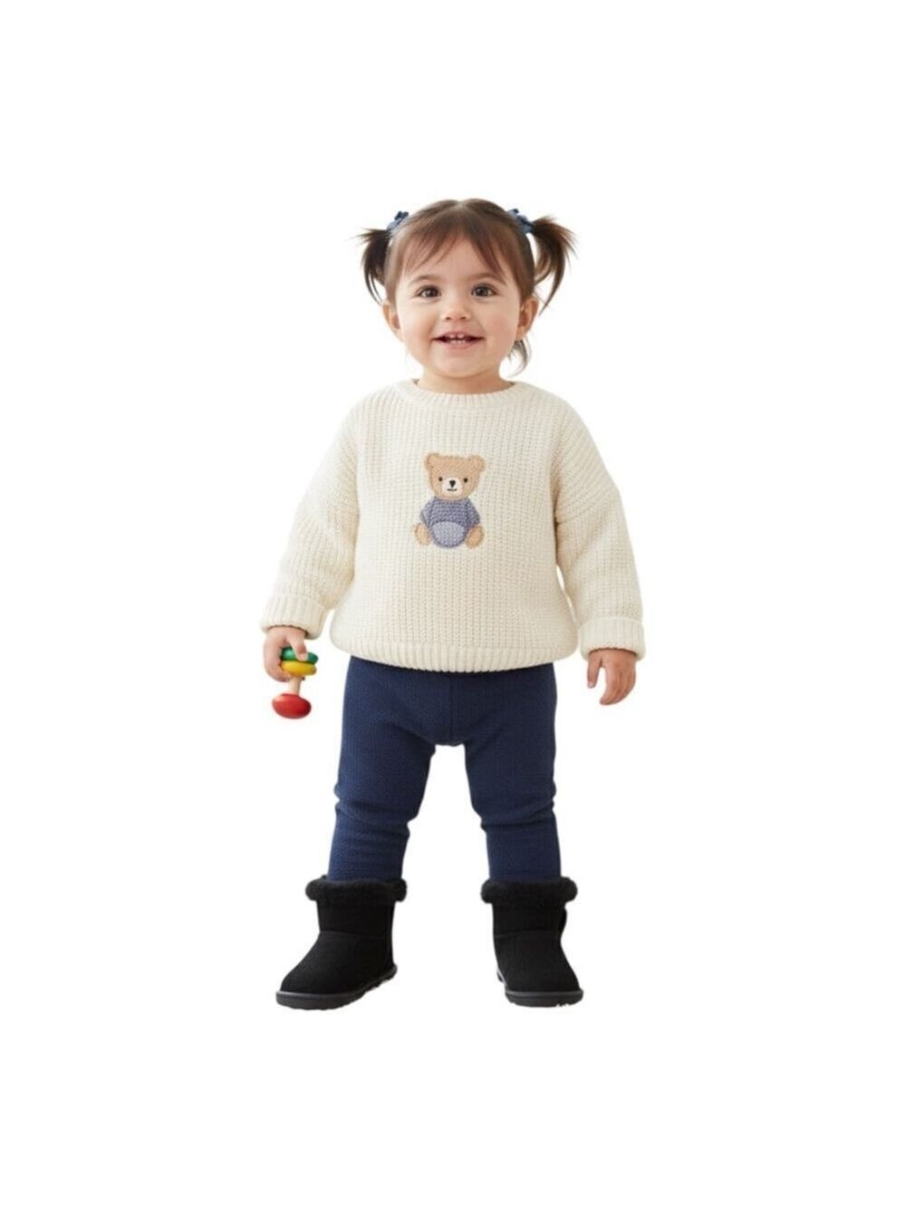 Toddler Girl Boots Black Faux Fur Bow Size 6 Winter